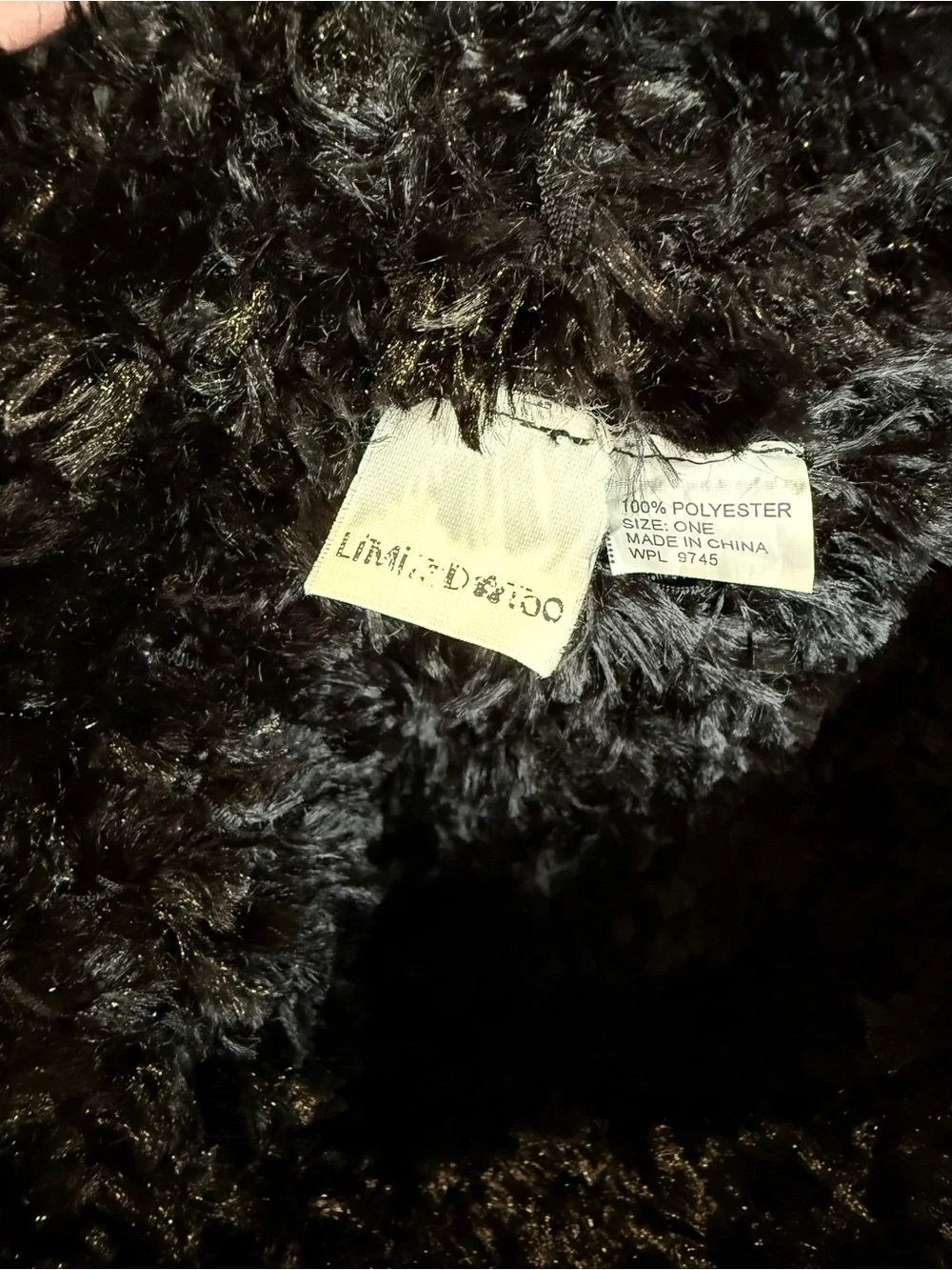 Vtg Limited Too Black Fuzzy Faux Fur Bucket Hat Beanie Hat